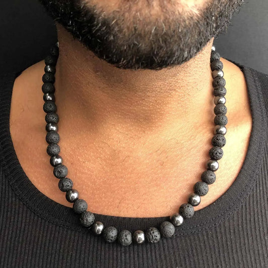 Natural Black Lava Stone Necklace